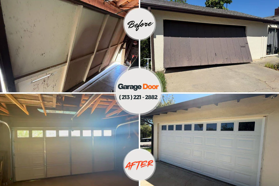 Before and after: garage door repair Markesan, WI